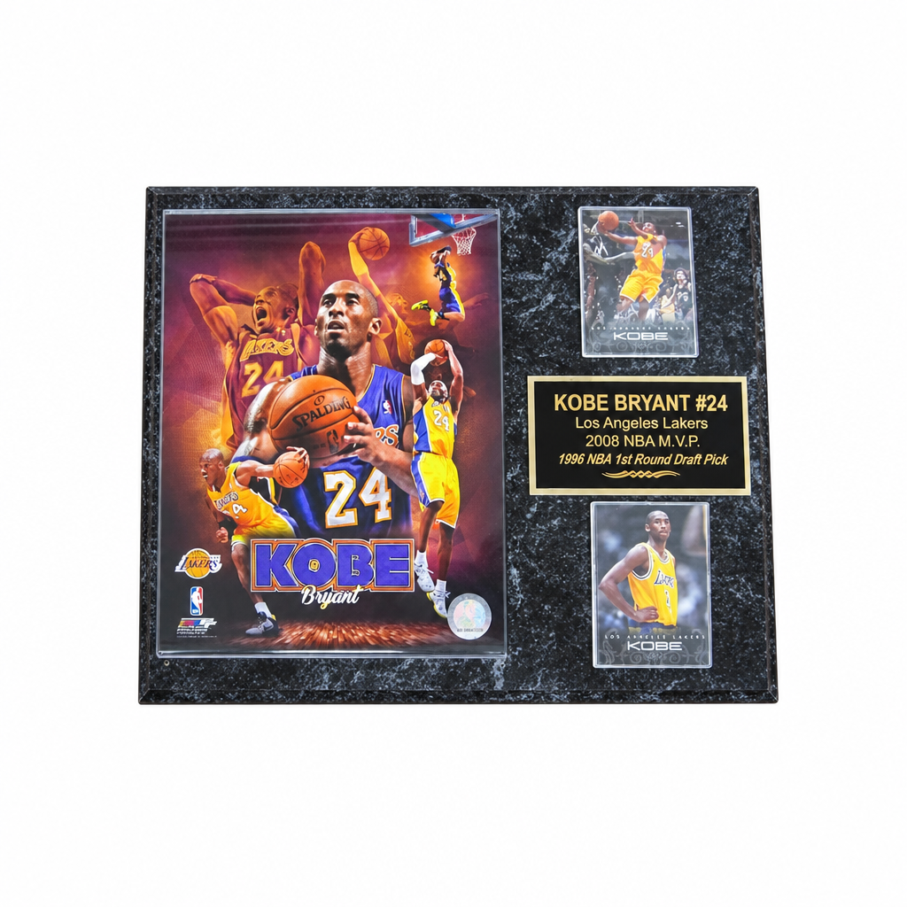 Kobe Bryant two-card plaque centered on a white background with extra white space around the product